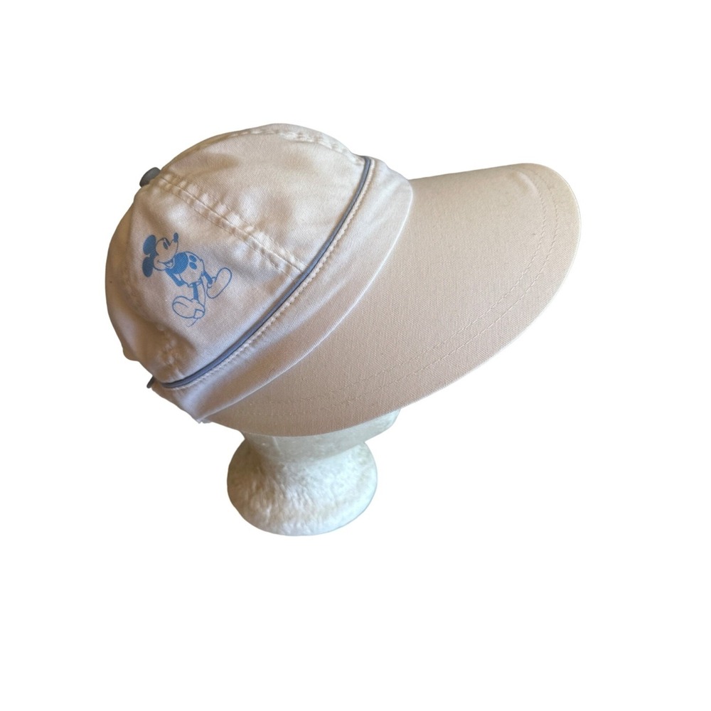 Disney White Vintage Baby Blue Mickey Mouse Wide Bill Sun Golf Hat Adjustable